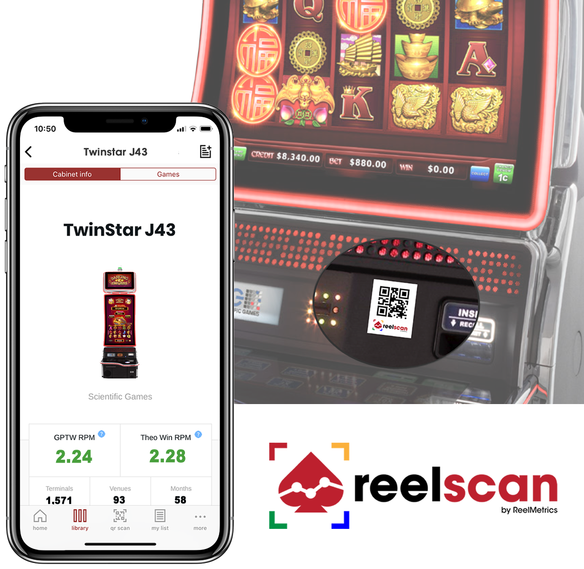 ReelScan mobile app interface showing slot machine performance analytics